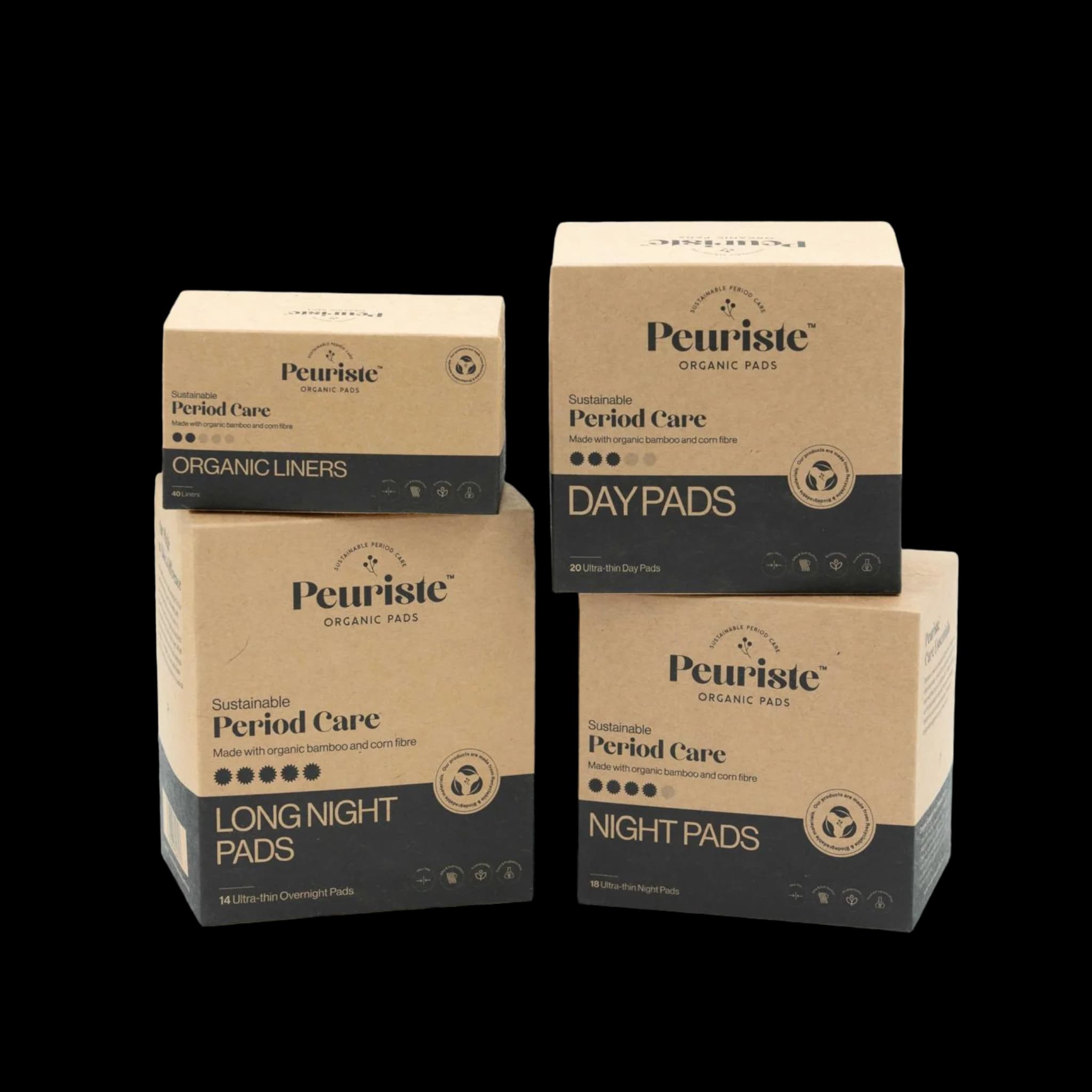 Tierra Natural pads and liners product boxes